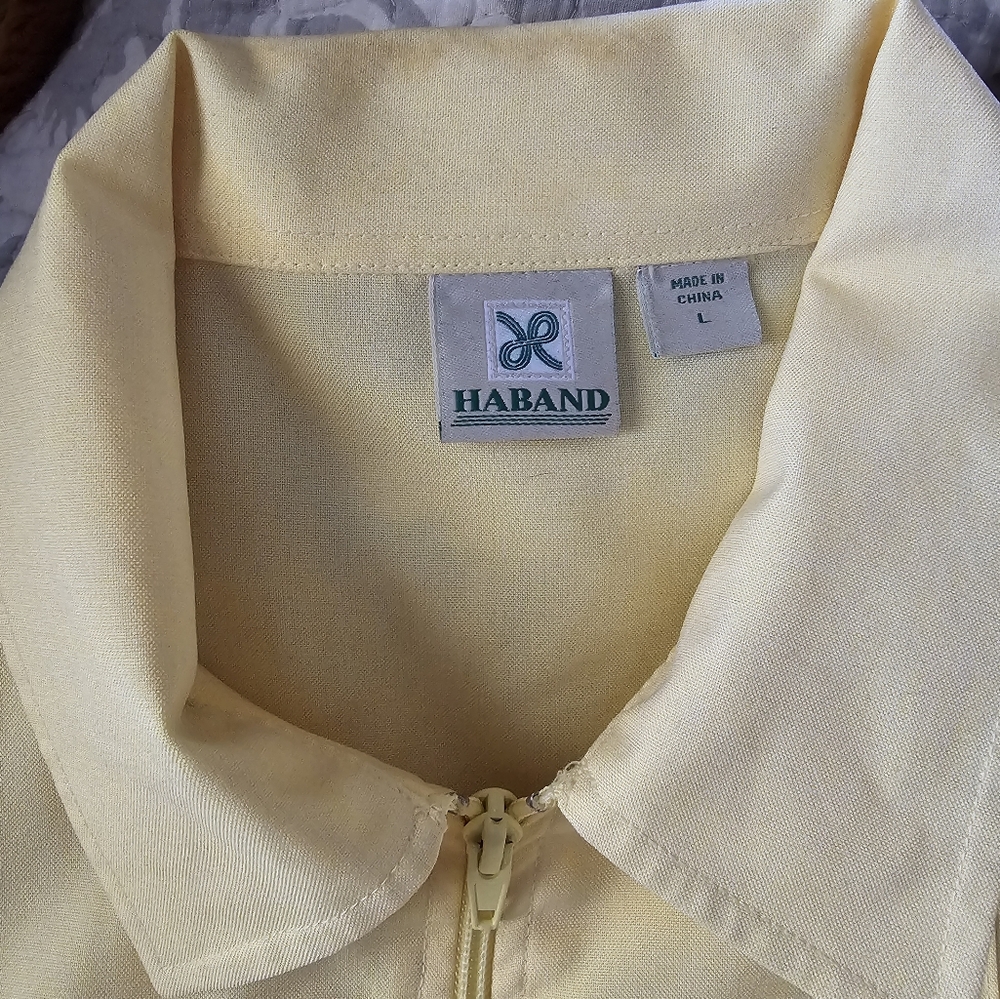 Vintage Haband shirt, zip up, yellow, 2 pockets, great condition, L